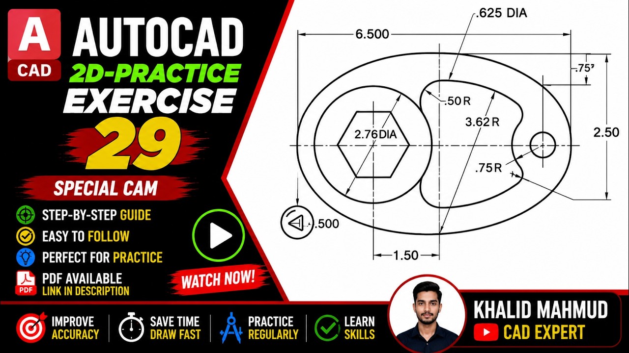 Special cam in AutoCAD / Practice Exercise:- 29