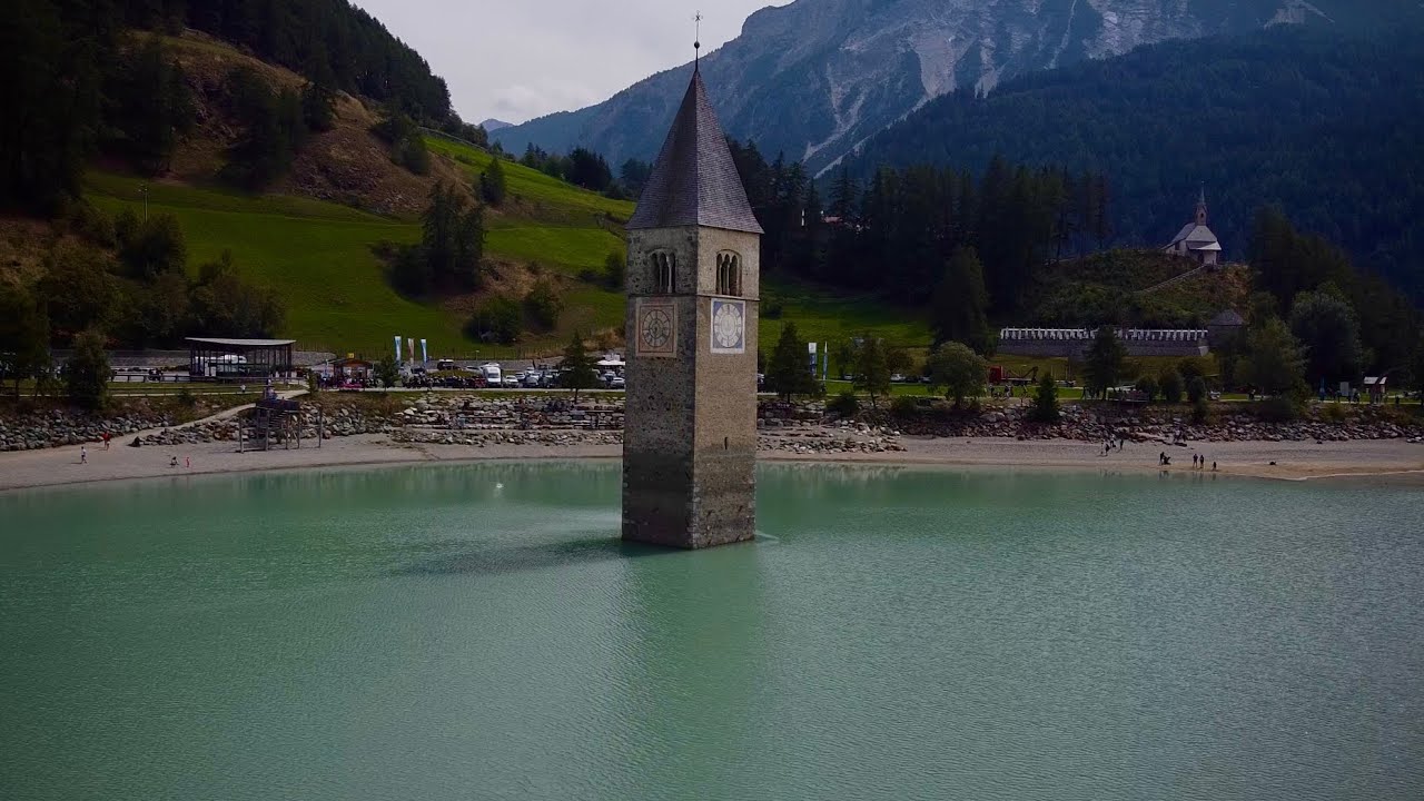 IL CAMPANILE SOMMERSO - lago di Rèsia, Curon - drone