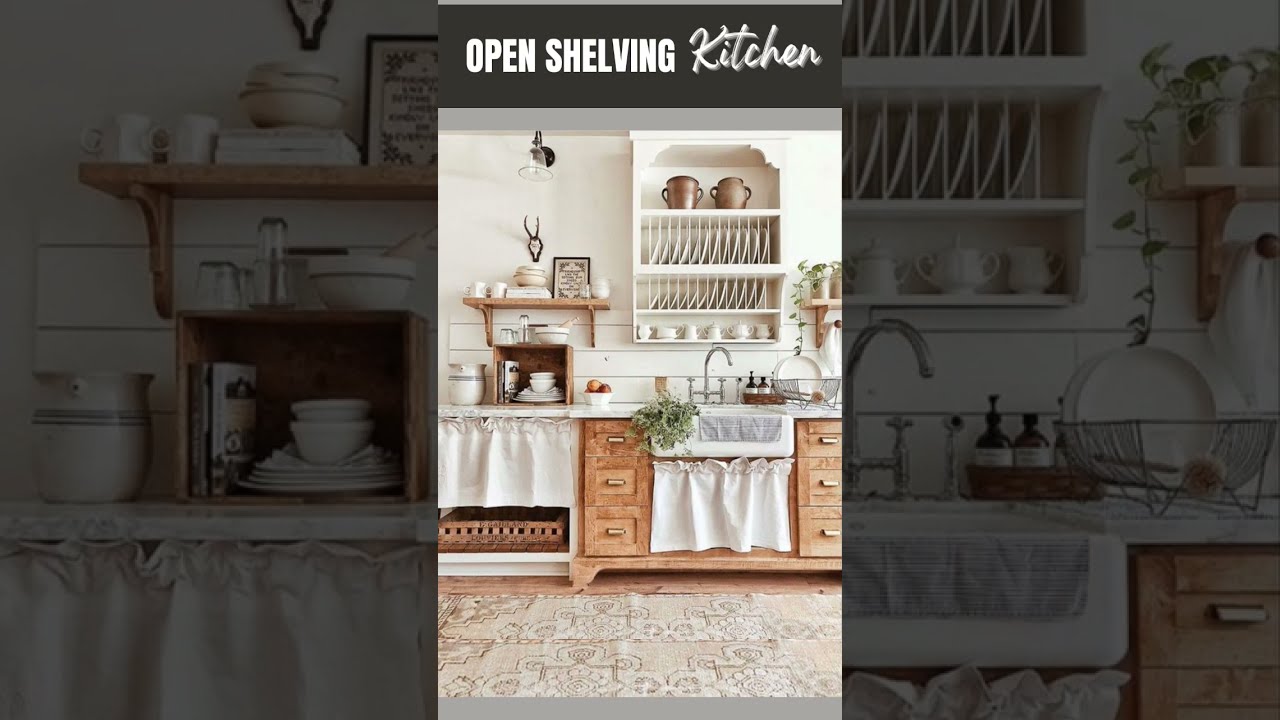FARMHOUSE OPEN SHELVES KITCHEN DESIGN IDEAS #farmhousedecor #kitchencabinets