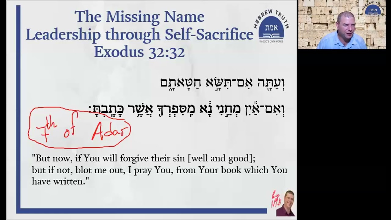 Why is Moses Missing from Parashat Tetzaveh? (Exodus 32:32)