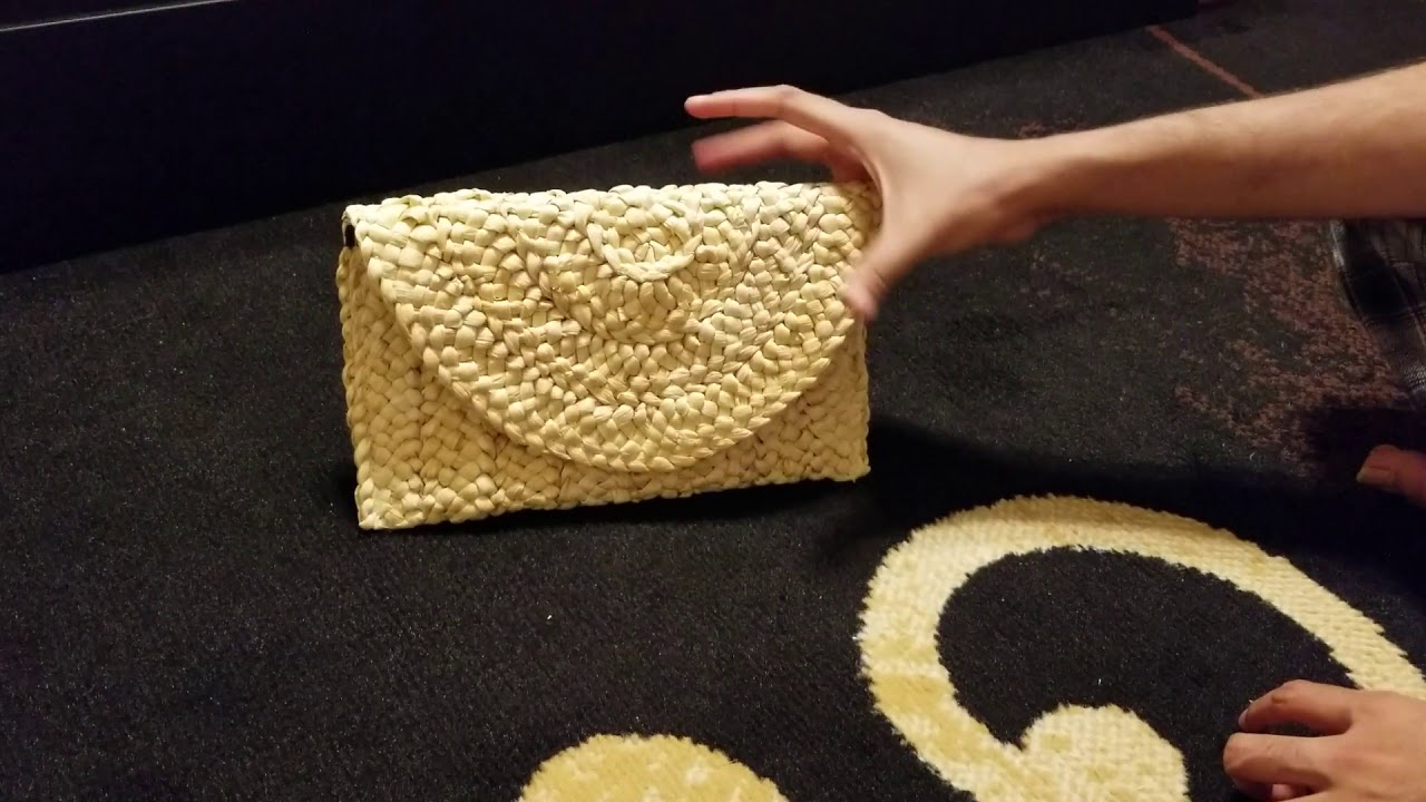 JOSEKO Straw Clutch Handbag, Women Straw Purse Envelope Bag Wallet Summer Beach Bag.