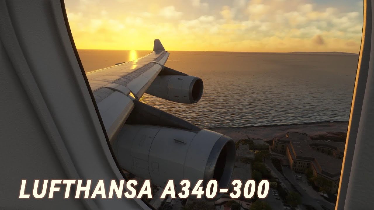 Sunrise Arrival Into Ibiza [] A340-300 [] Microsoft Flight Simulator