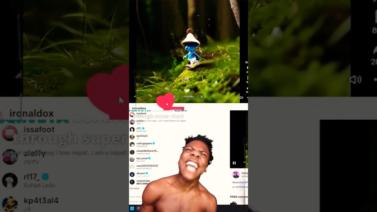 ishowspeed reacts to mushroom smurf cat meme 😂 #ishowspeed #ishowspeedshorts