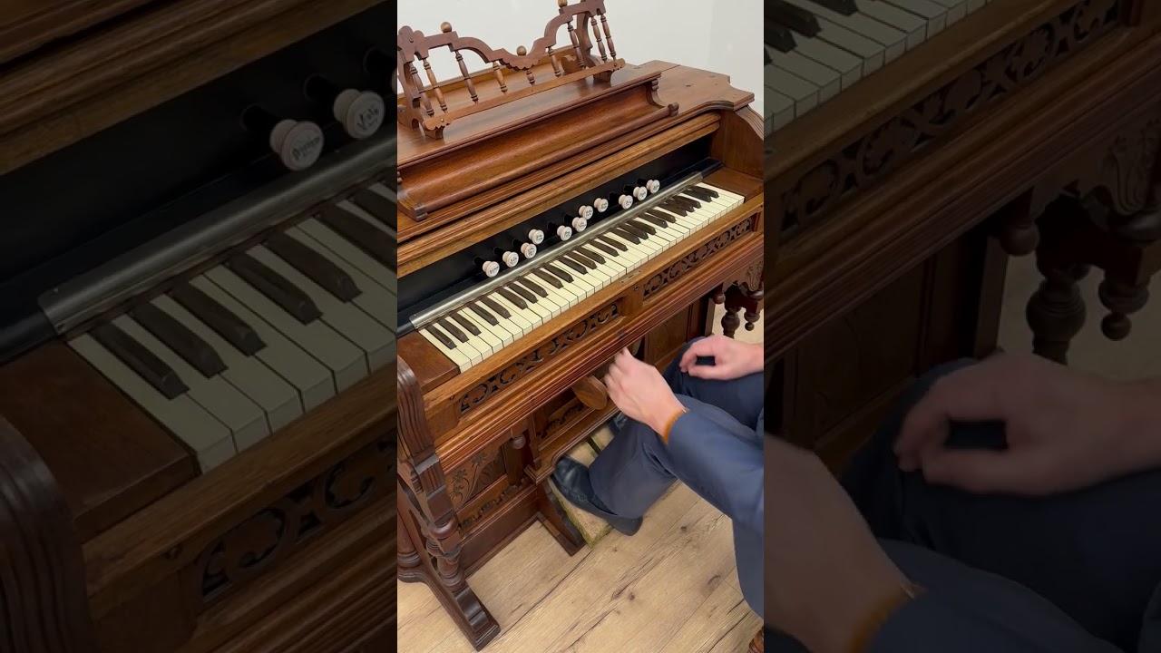 Victorian Antique Carved Walnut Reed Pump Organ