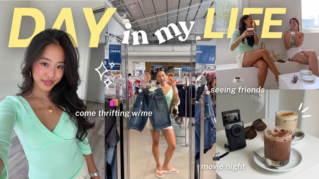 DAY IN MY LIFE VLOG ☕️ come thrifting with me, cafe, content shoot, movie night!