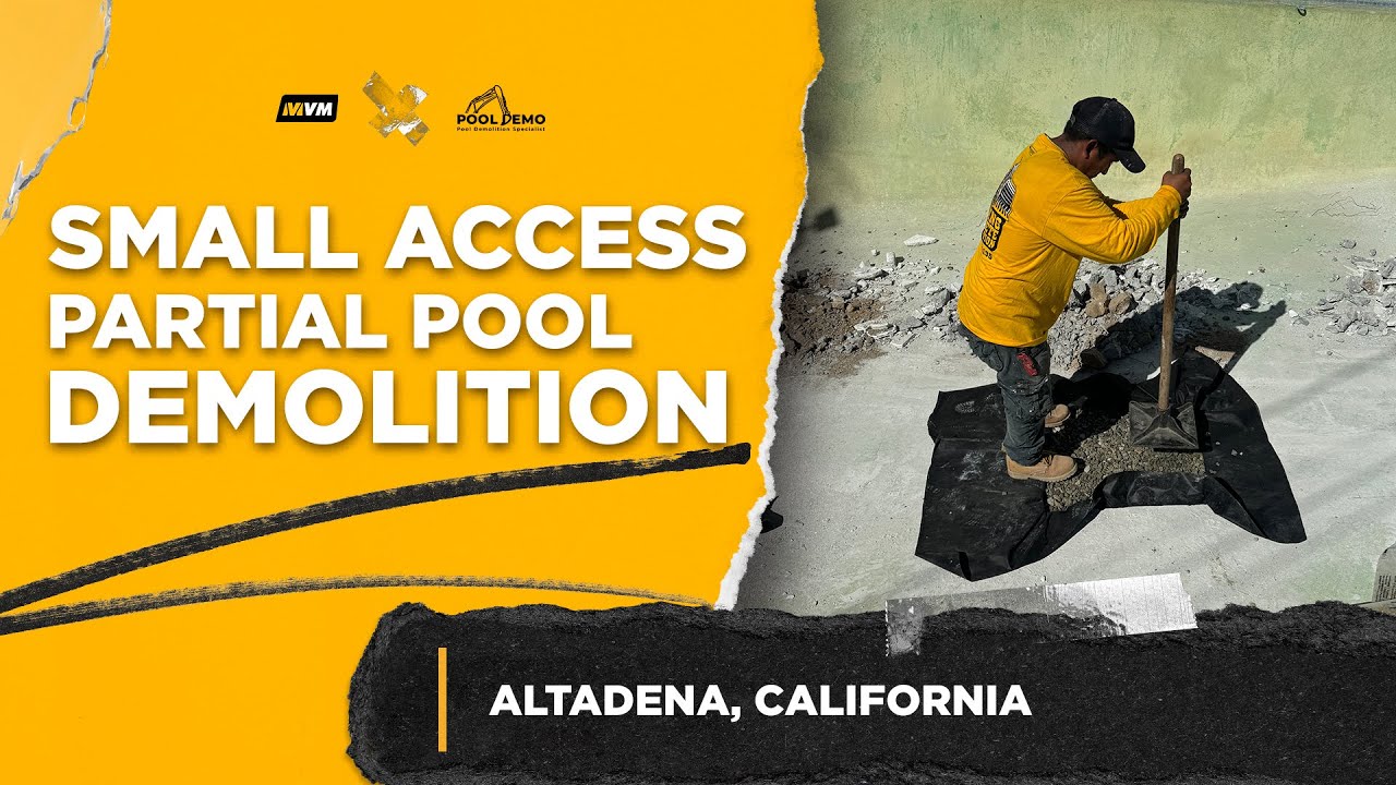 Swimming Pool Demolition in Altadena, California/ Small Access Partial Pool Demolition