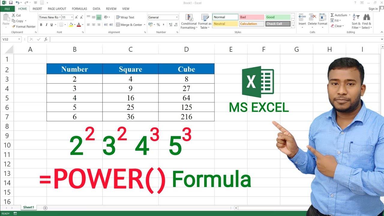 Power Formula in Microsoft Excel with Example | Square a Number in Excel | Cube a Number in Excel