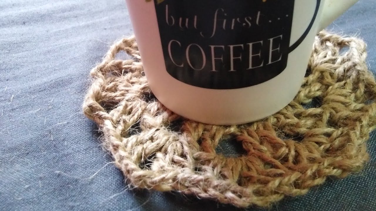كوستر كروشيه بخيط الخيش.. How to crochet coaster