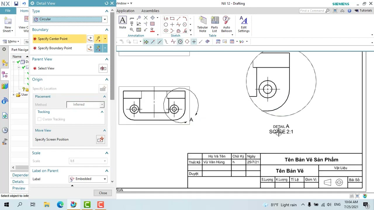 Bài 3 Hướng dẫn các lệnh tạo hình chiếu trong xuất bản vẽ trên NX DRAWING