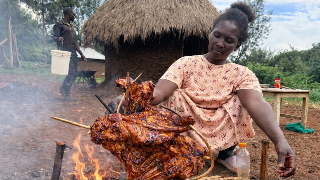 Emotional Celebration! Village Mum Grills Juicy Lamb Ribs On Tree Sticks After Achieving Dream Land