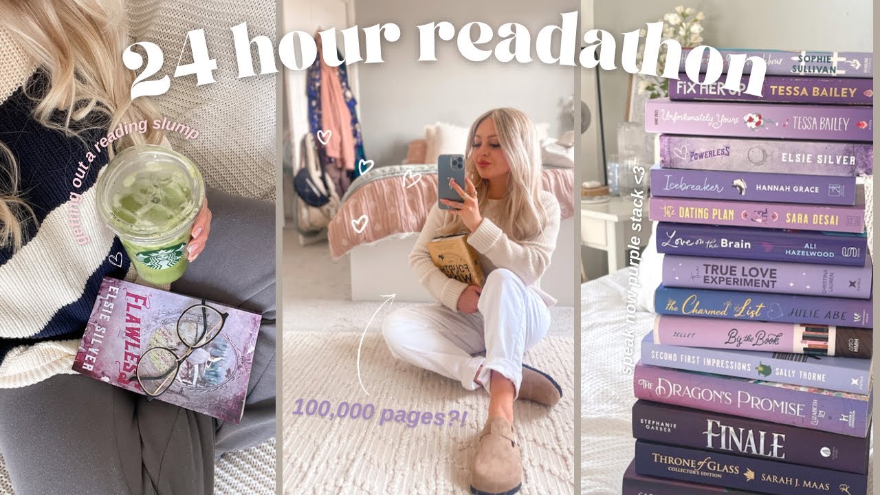 24hour readathon!! reading summer romance books ☁️📖🐚🪁