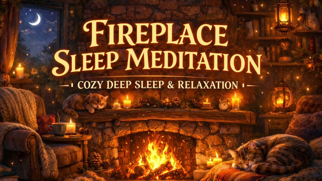 FIREPLACE SLEEP MEDITATION | COZY DEEP SLEEP & RELAXATION