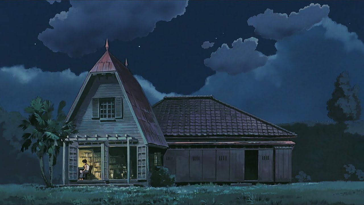 Summer night in Ghibli countryside, RELAXING forest, nature sounds, crickets, wind, NO MUSIC