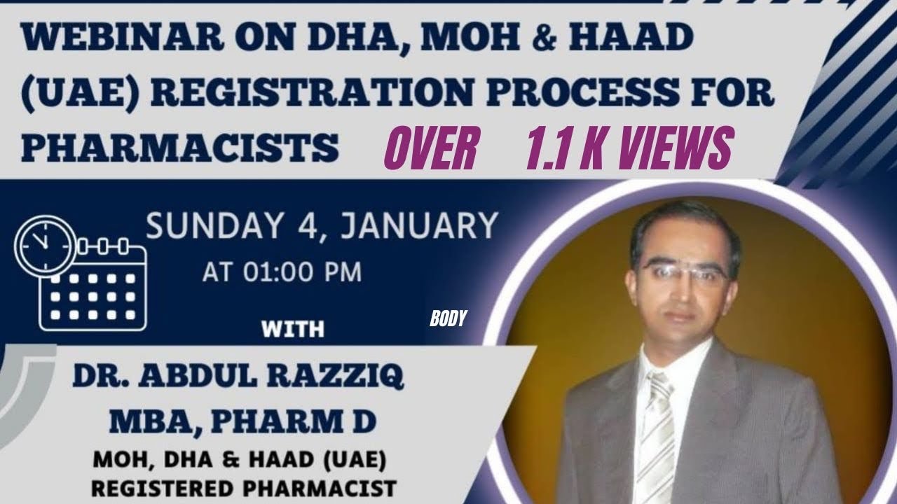 DHA MOH HAAD webinar for UAE Pharmacists l PHARMACIST JOB IN DUBAI || Dubai Jobs || DHA pharmacist