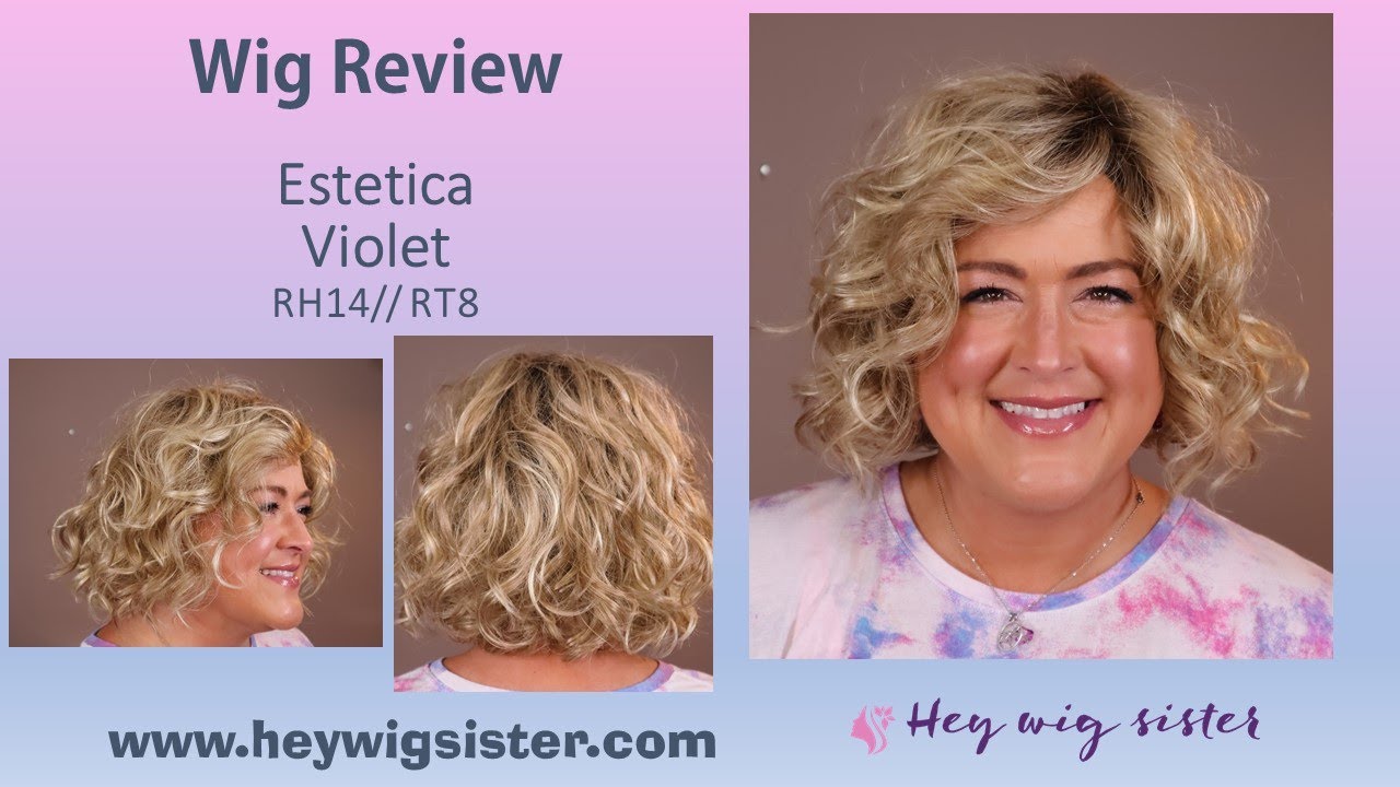 Estetica Violet in the color RH1488 RT8- Curly bob length wig with lace front and mono part- CUTE!