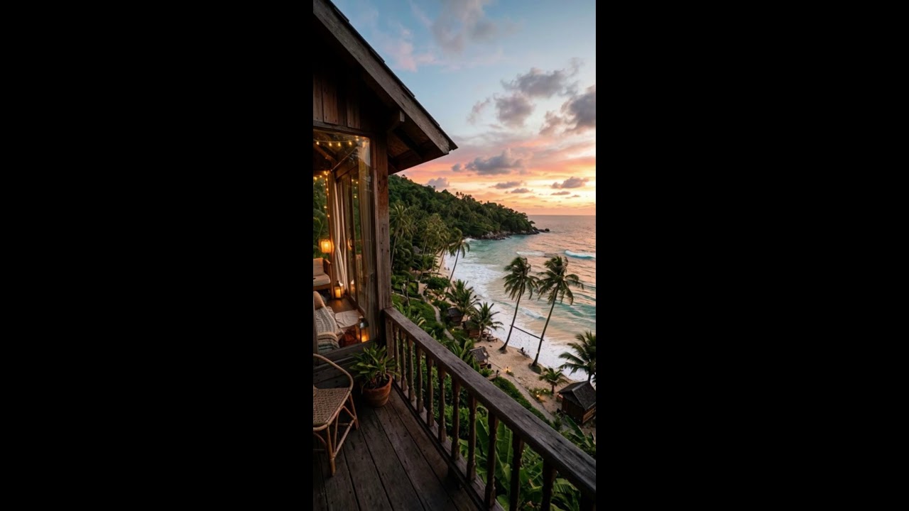 Sunset Paradise Balcony View | Peaceful Tropical Beach Escape #relaxingmusic