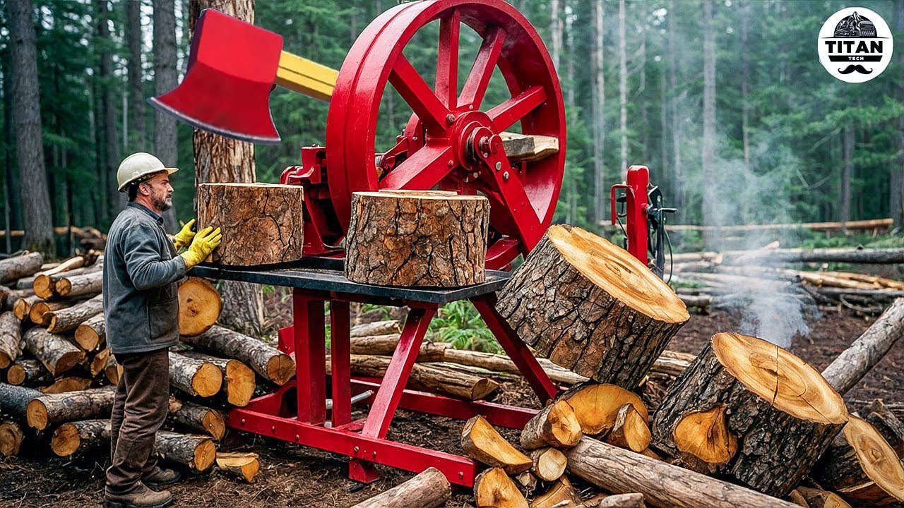 Fastest Automatic Firewood Processing Machine | Homemade Modern Wood Cutting Chainsaw Machines #4