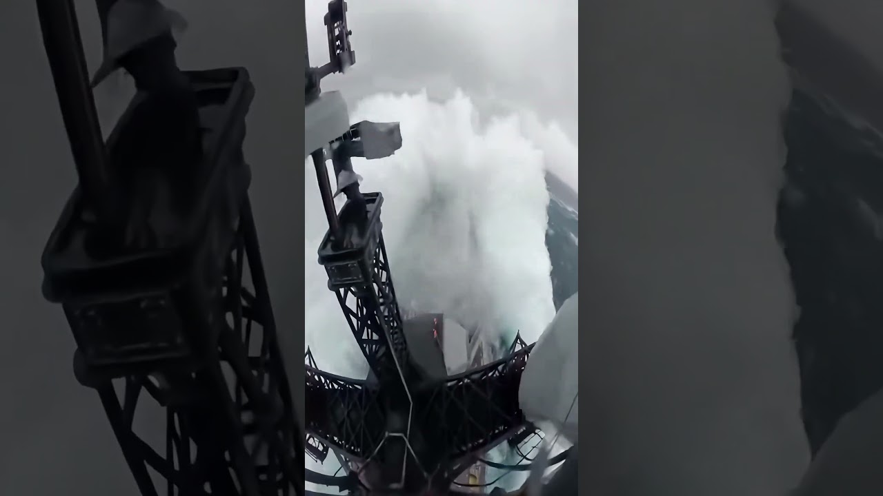 Navy Destroyer Takes on Monster 50ft Waves #ocean #storm #naval