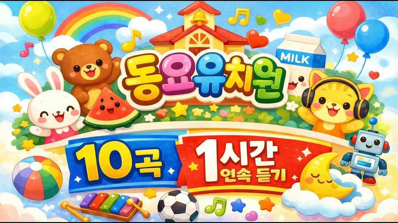 🌈 동요유치원 | 인기 동요 10곡 | 1시간 연속 듣기