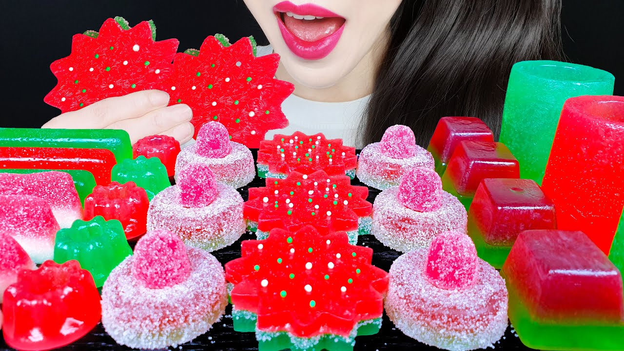 ASMR WATERMELON KOHAKUTO MACARON KOHAKUTO MUKBANG 수박 코하쿠토 마카롱 코하쿠토 먹방 EATING SOUNDS