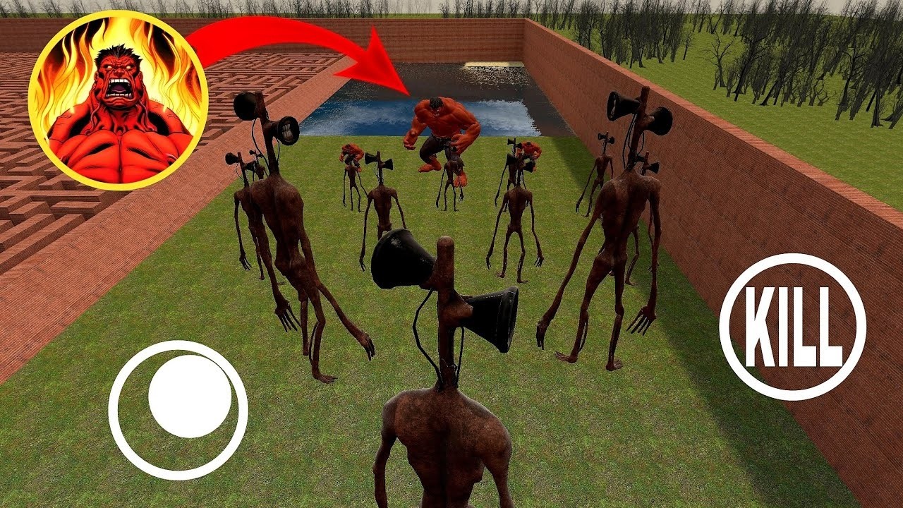 Becoming Siren Head Red Hulk Battles Siren Head in Garrys Mod