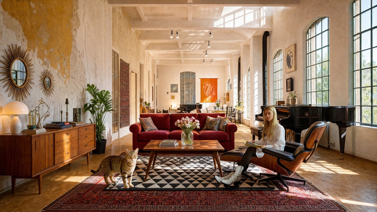 An Eclectic Industrial Loft Tour Filled with Warmth (and Cats) | Home Tour