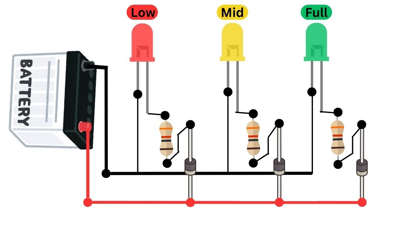 [New Design] 12V Battery Charge Level Indicator Using Zener Diodes – Simple LED Display Circuit