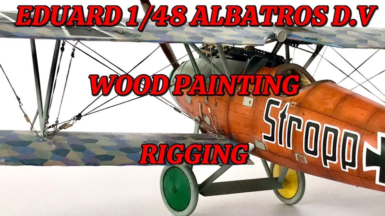 EDUARD 1/48 ALBATROS D.V How to  Wood painting, Turnbuckle making and Rigging