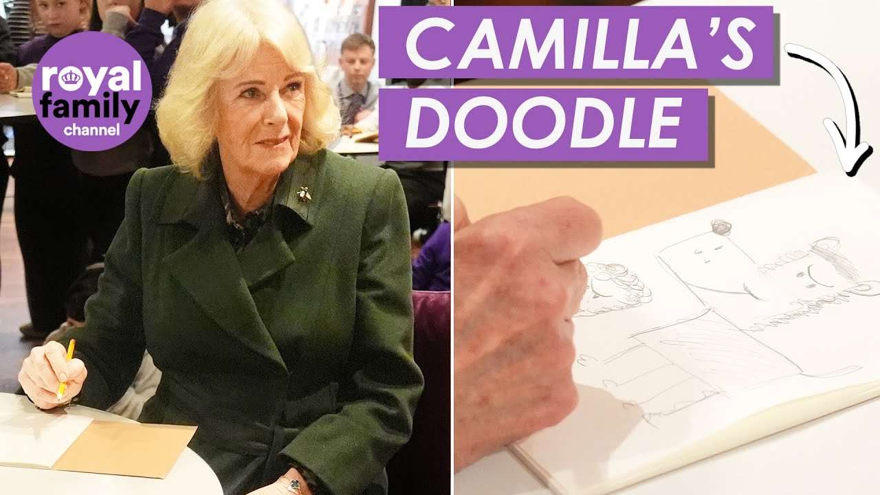 Arty Queen Camilla Sketches Gnasher with Pupils in Edinburgh