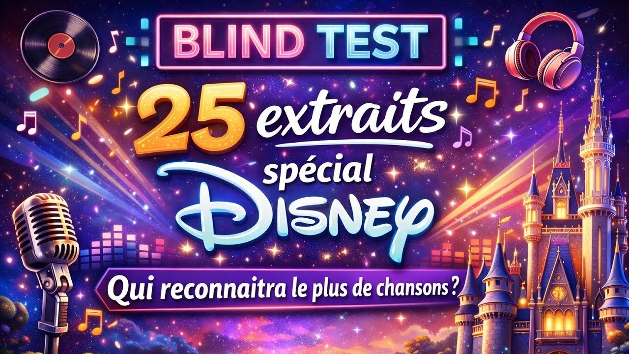 BLIND TEST FAMILLE SPÉCIAL DISNEY (25 extraits) - 2026