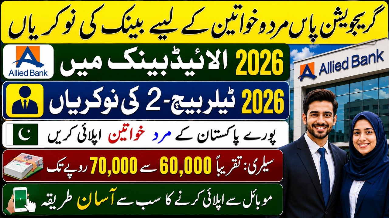 Allied Bank Teller Jobs 2026 | Male & Female | Graduation Pass | Apply Online | Latest Bank Jobs