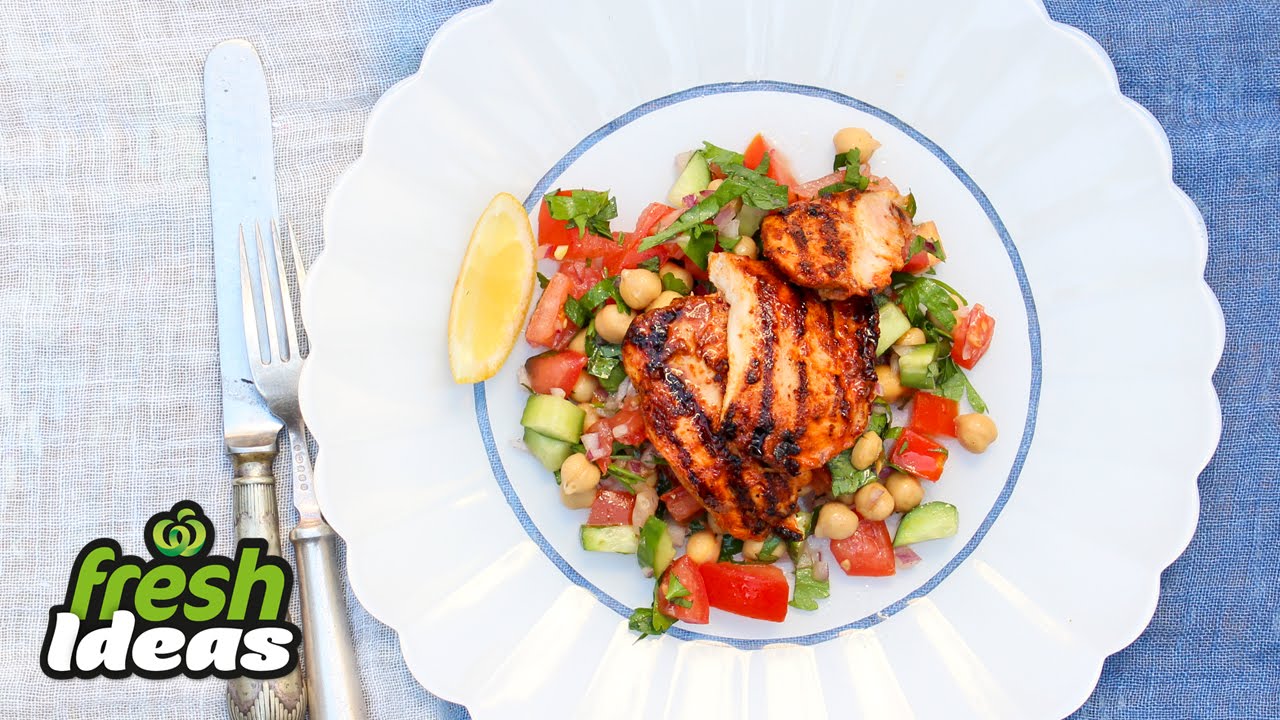 BBQ Tandoori Chicken With Chickpea & Cucumber Salad | Woolworths