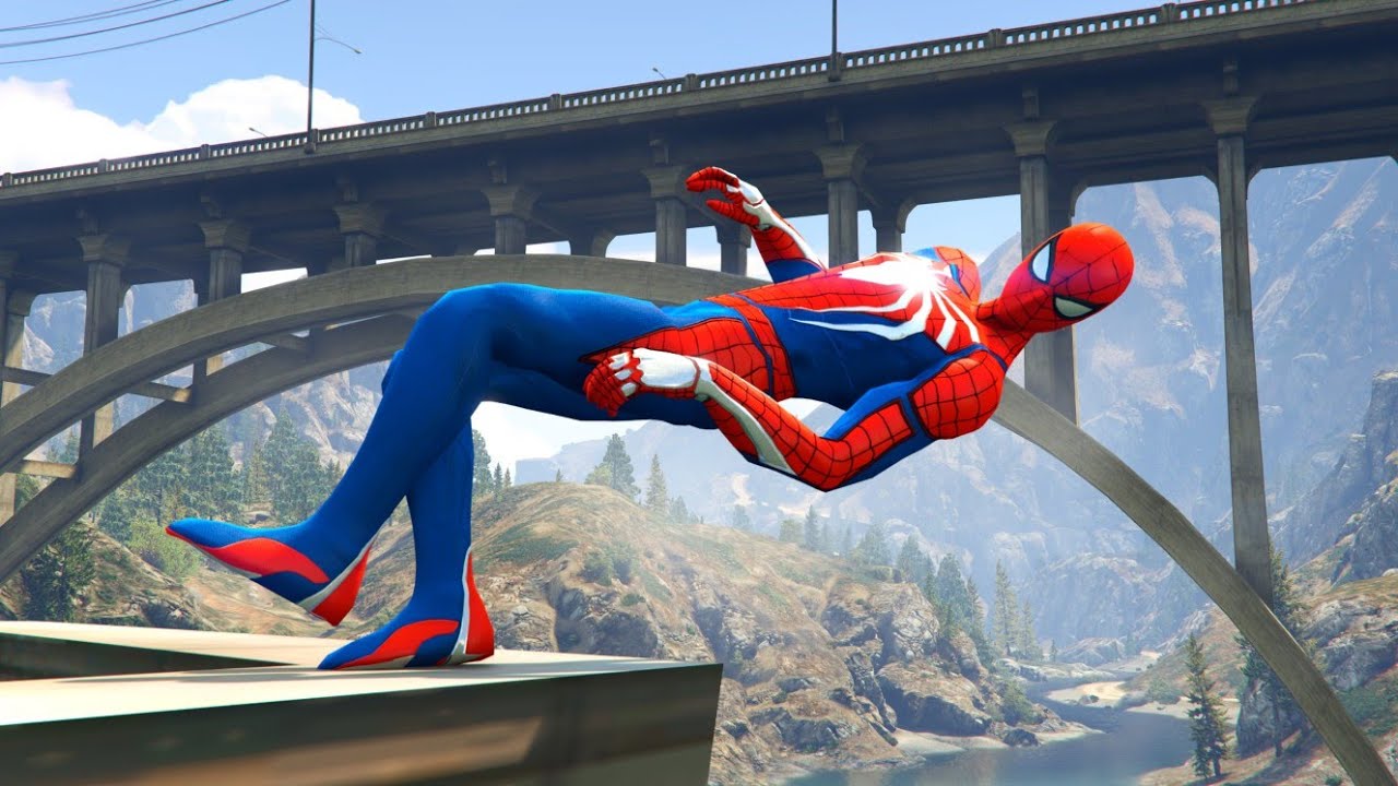 SPIDERMAN CRAZY JUMPS/FALLS #2 (Spider-Man GTA 5 Fails)
