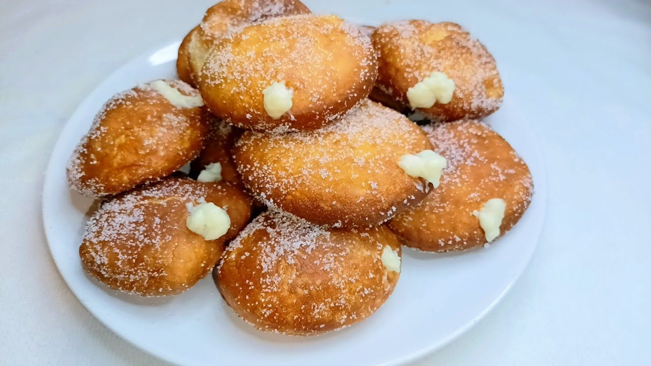Обычные пончики с ванильным кремом | ✓ Пончики с начинкой | Пончики с кремом | Пончики