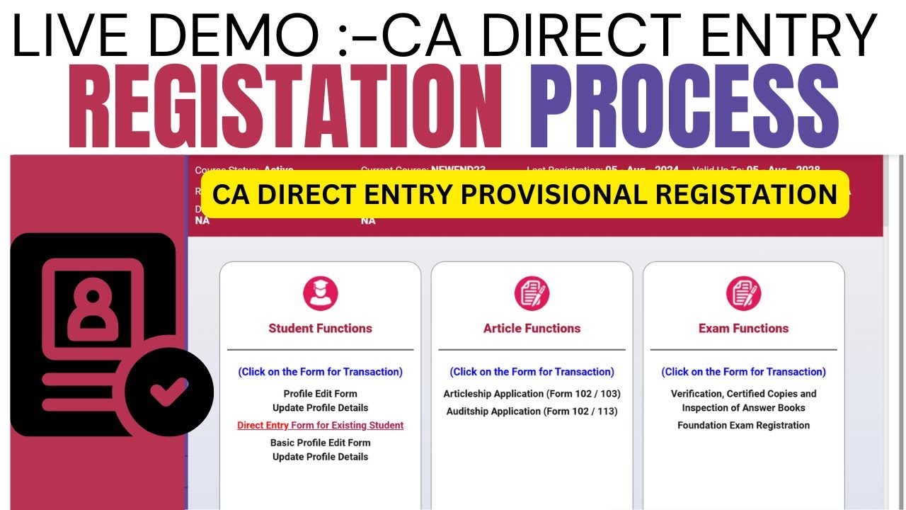 CA Direct Entry Provisional Registration process | How to Register CA direct Entry | CA direct Entry