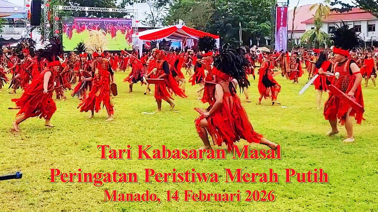 Tari Kabasaran Masal pada Peringatan Peristiwa Merah Putih, Manado, 14 Februari 2026