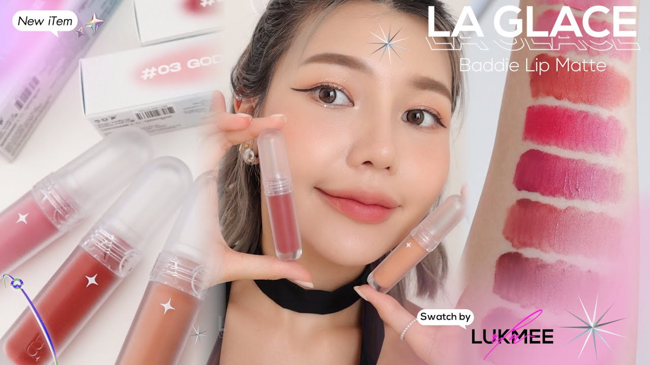 รีวิวลิป แมทลากลาส รุ่นใหม่ ! Baddie Lip Matte (cool / warm tone ) สีไหนสวยจึ้งบ้าง 💖| Lukmeerlw