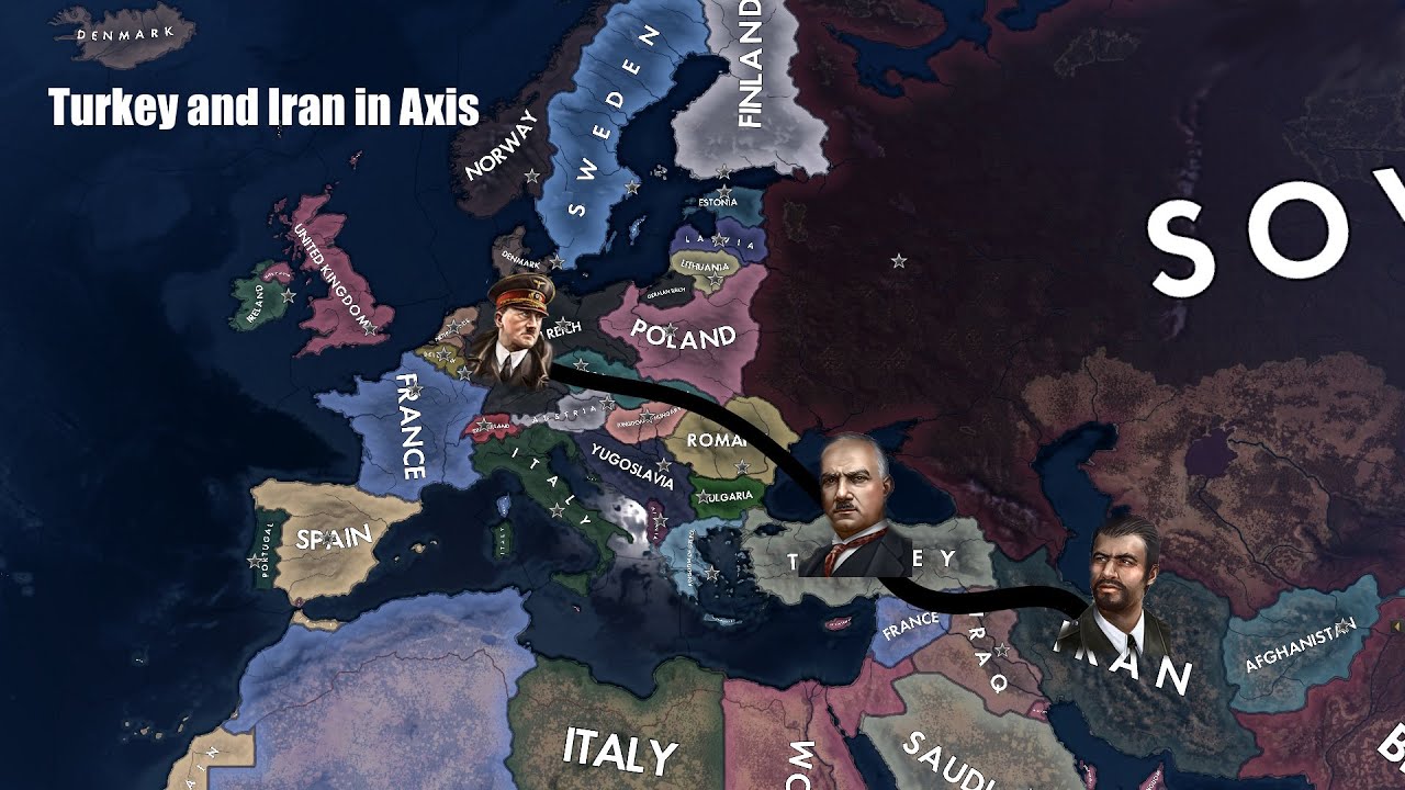 Hoi4 What If Iran and Turkey joined the Axis | Timelapse 1936 - 1944