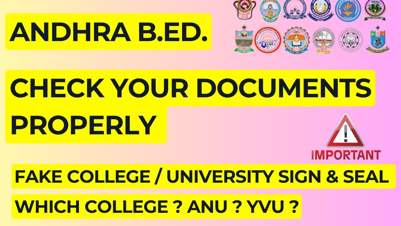 Andhra B.Ed | Be Aware Of Fake Documents | ANU YVU