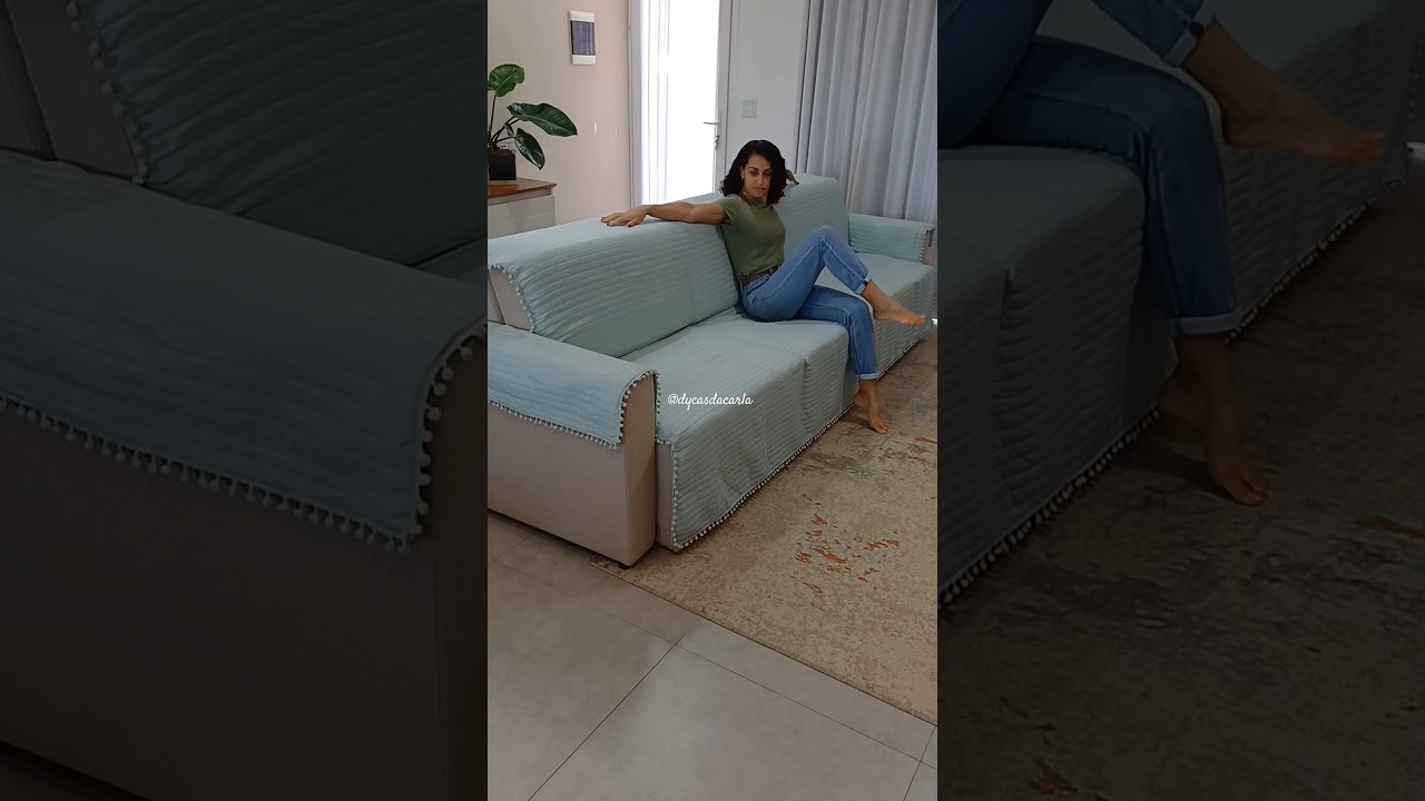 Usei um Colcha de cama como  capa para sof&aacute; | Carla Oliveira