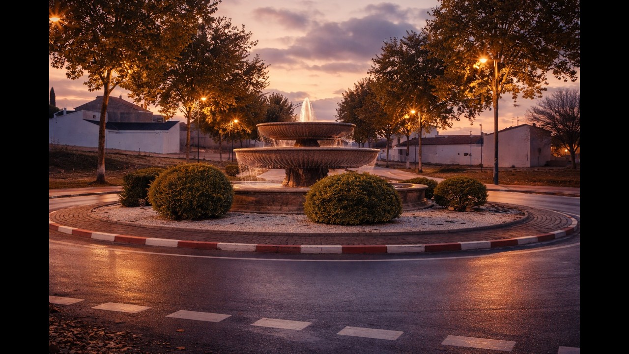 Fuente tranquila de pueblo por la noche 💧 Ambiente relajante para dormir, estudiar o descansar (4 H)
