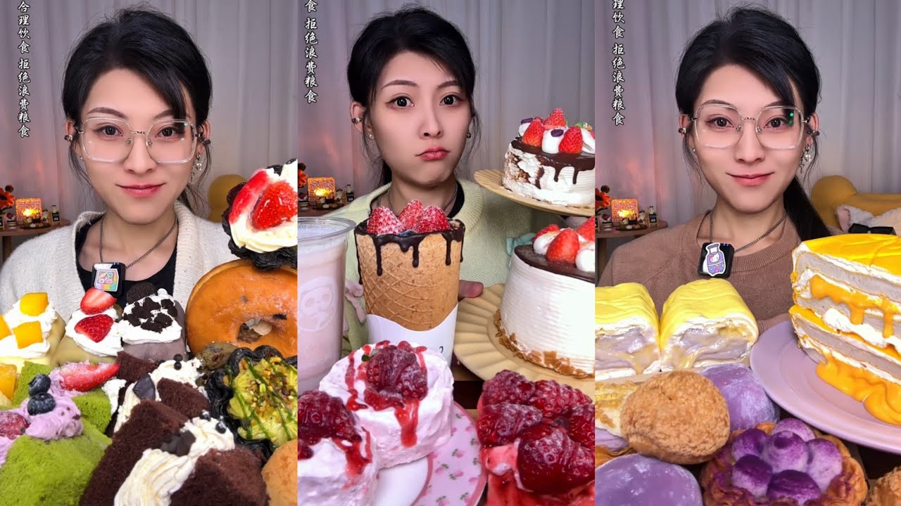 Chocolate Crepe&Chocolate PearlsCAKE 🎂🍰 & DessertASMR/EatingShow Challenge#cream #lavacakes#tiramisu