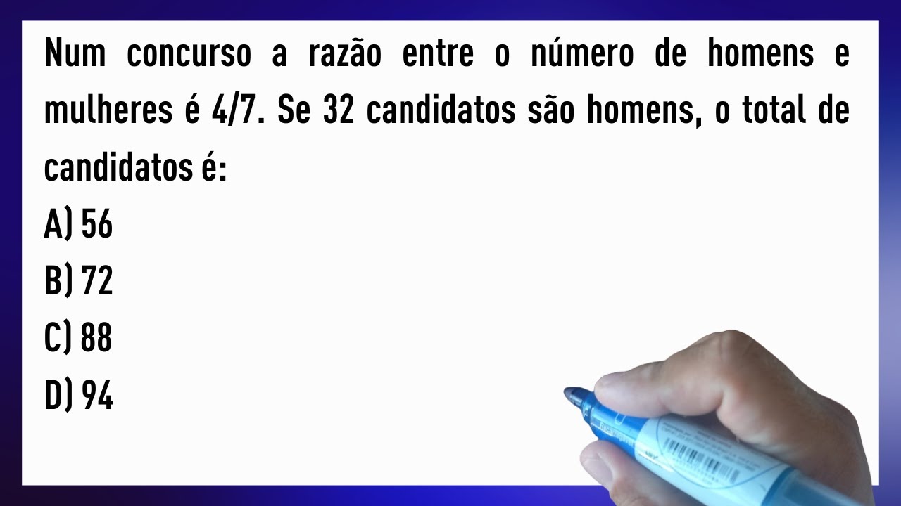 Problema de matemática com razão e proporção