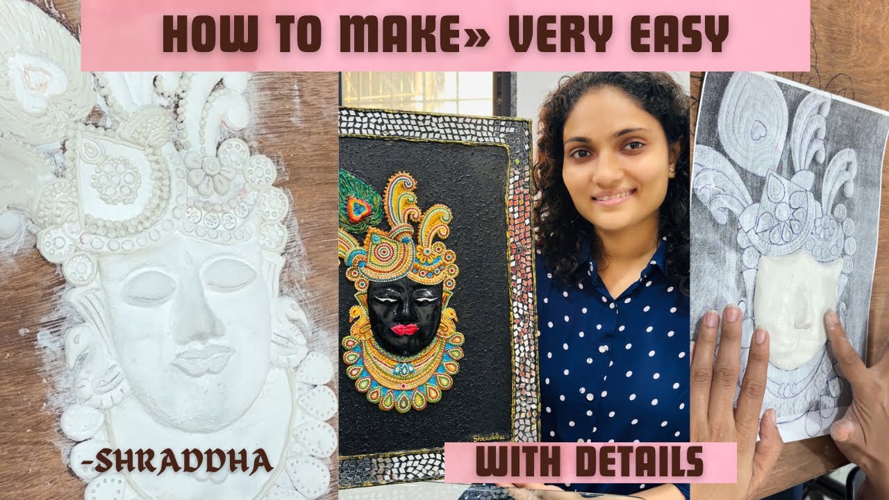 Shreenathji Face Making Prosess/Shreenathji Clay Mural Painting/Wall PuttyClay Art/Easy For Beginner