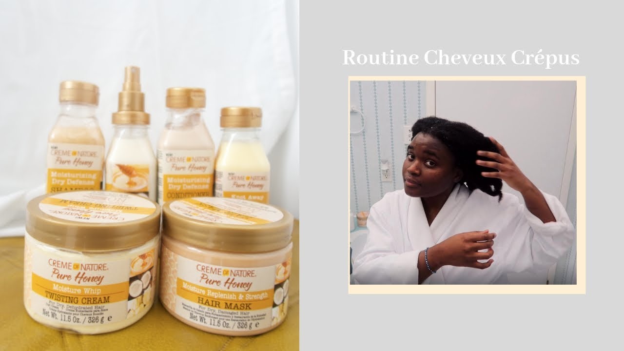 Routine d'hiver cheveux crépus 4c | Gamme Creme of Nature Pure Honey | Bantu fro