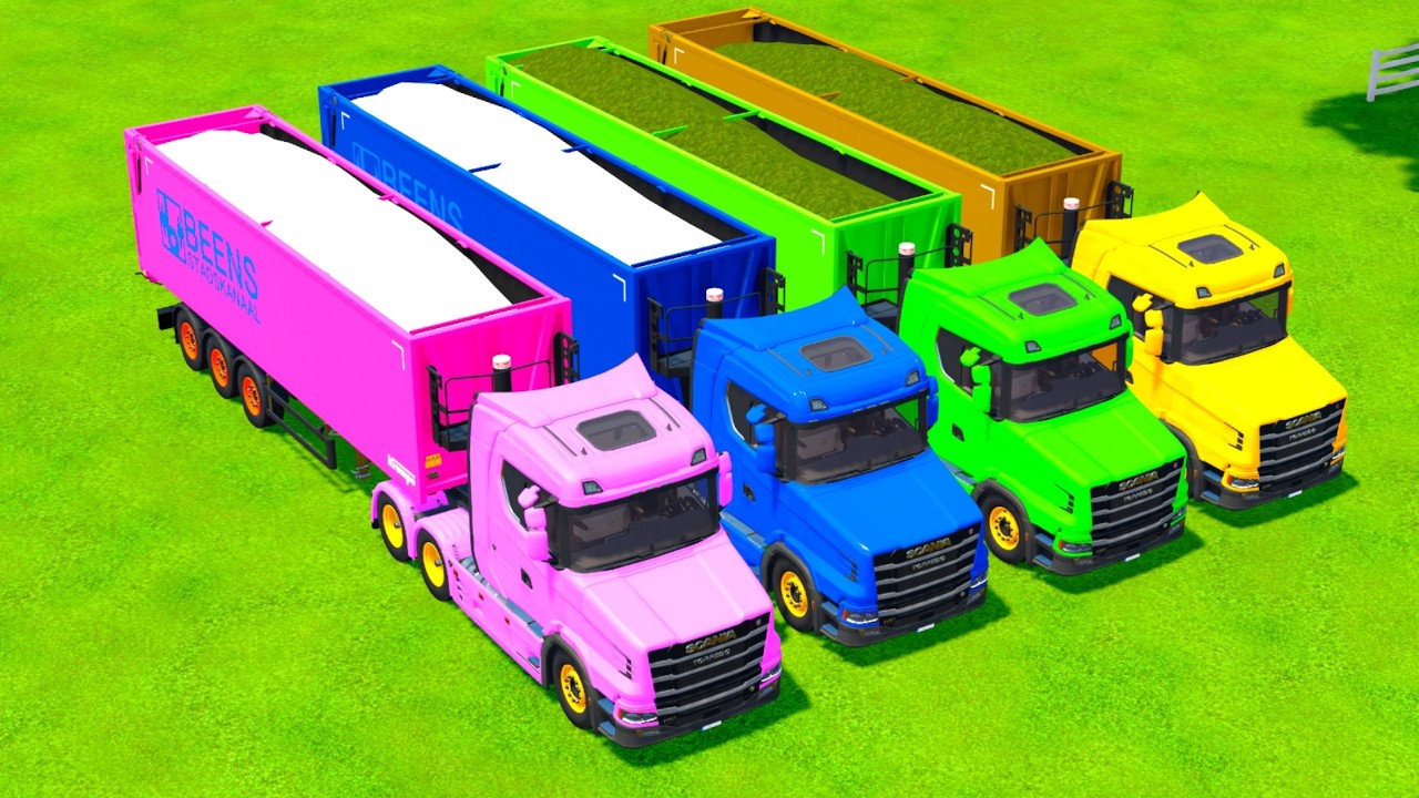 TRANSPORTING COLORFUL RAINBOW TRAILER TRUCKS - ANIMAL FEED - Farming Simulator 22 #9