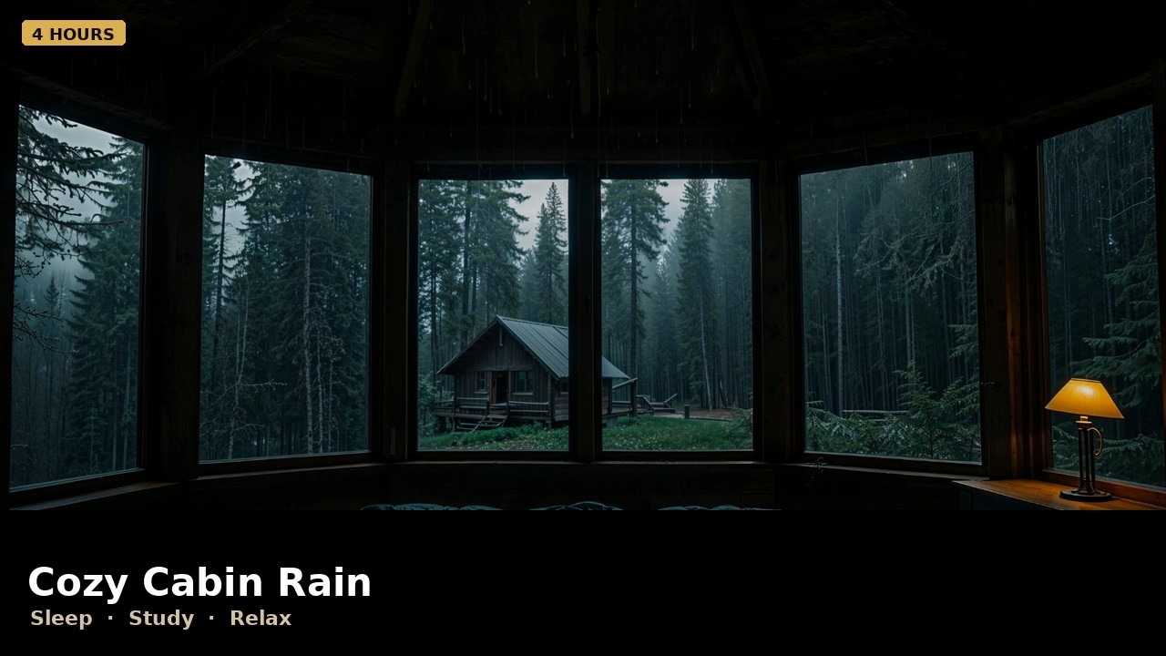 Cozy Cabin Rain 🌧️ 4 Hours Heavy Rain for Sleep, Study & Relaxation