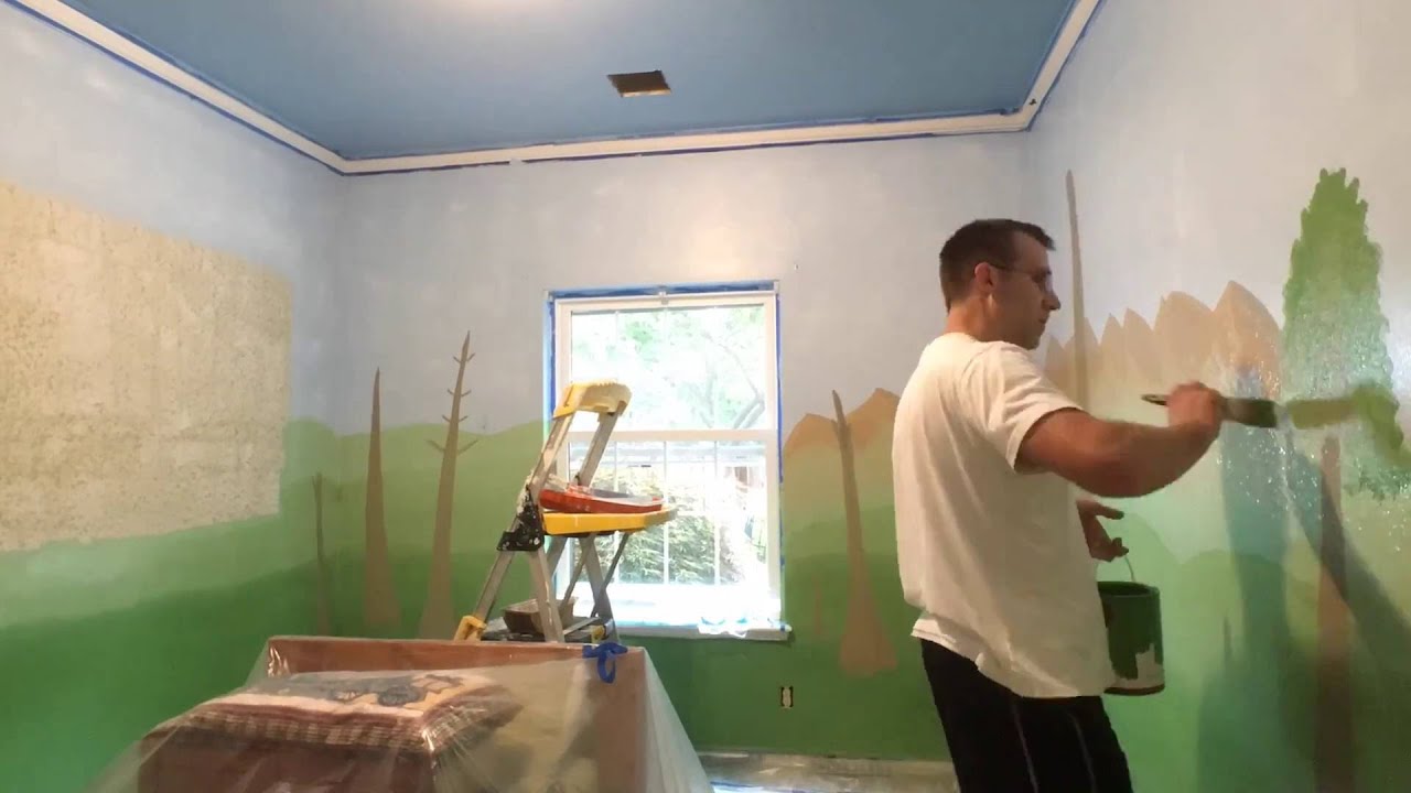 Painting a Dinosaur Theme for my Son's Room (time-lapse)