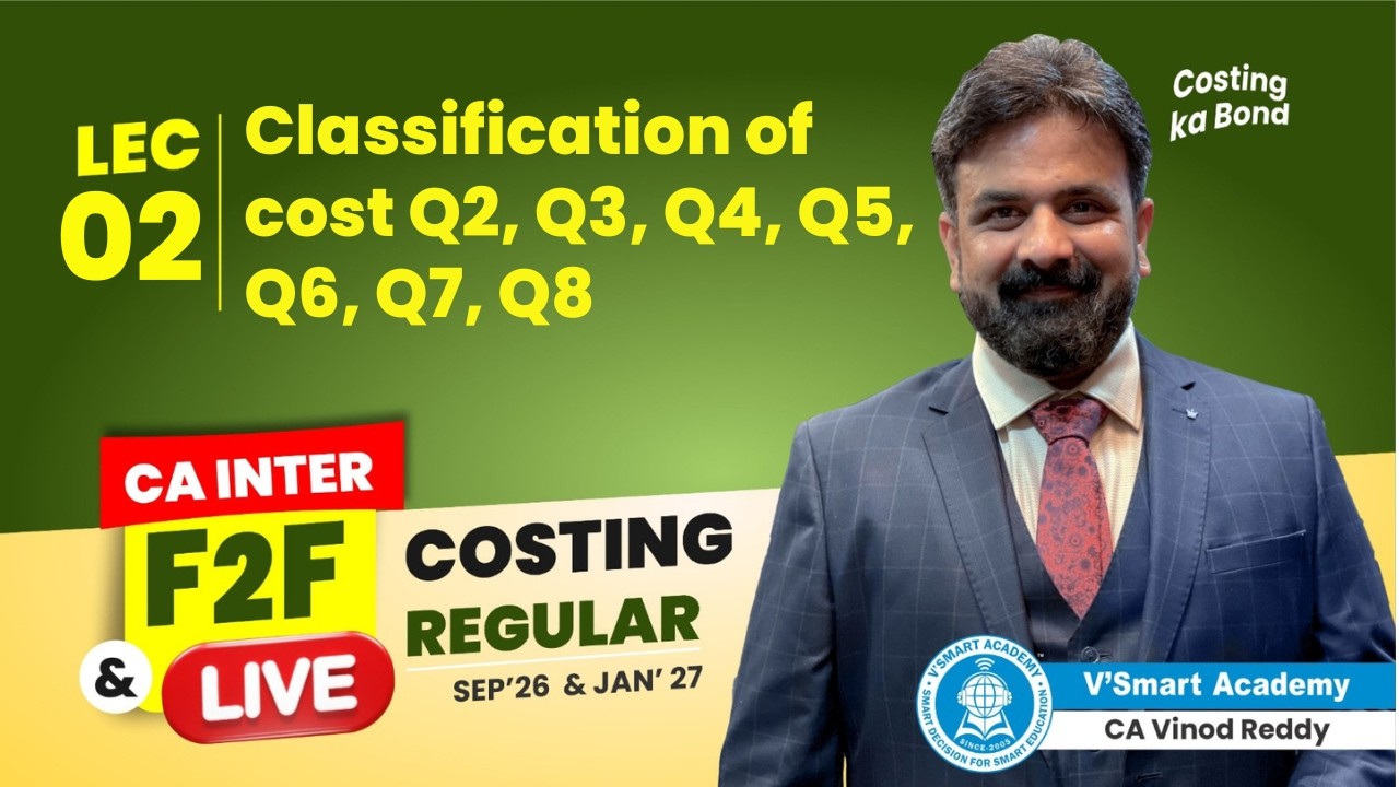 Demo 02: Classification of Cost | CA Inter Costing |Regular In Depth| Sept'26 & Jan'27 |By Vinod Sir