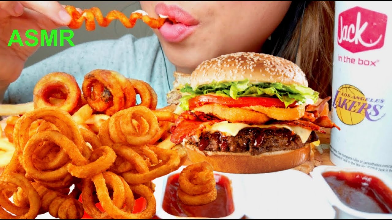 ASMR JACK in the BOX CHEESEBURGER Grilled Cheese & Curly Fries 먹방 *No Talking* Eating Sounds